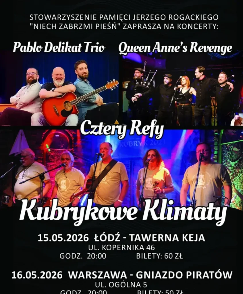 Kubrykowe Klimaty 2026 Warszawa – Cztery Refy, Queen Ann’s Revenge, Pablo Delikat Trio